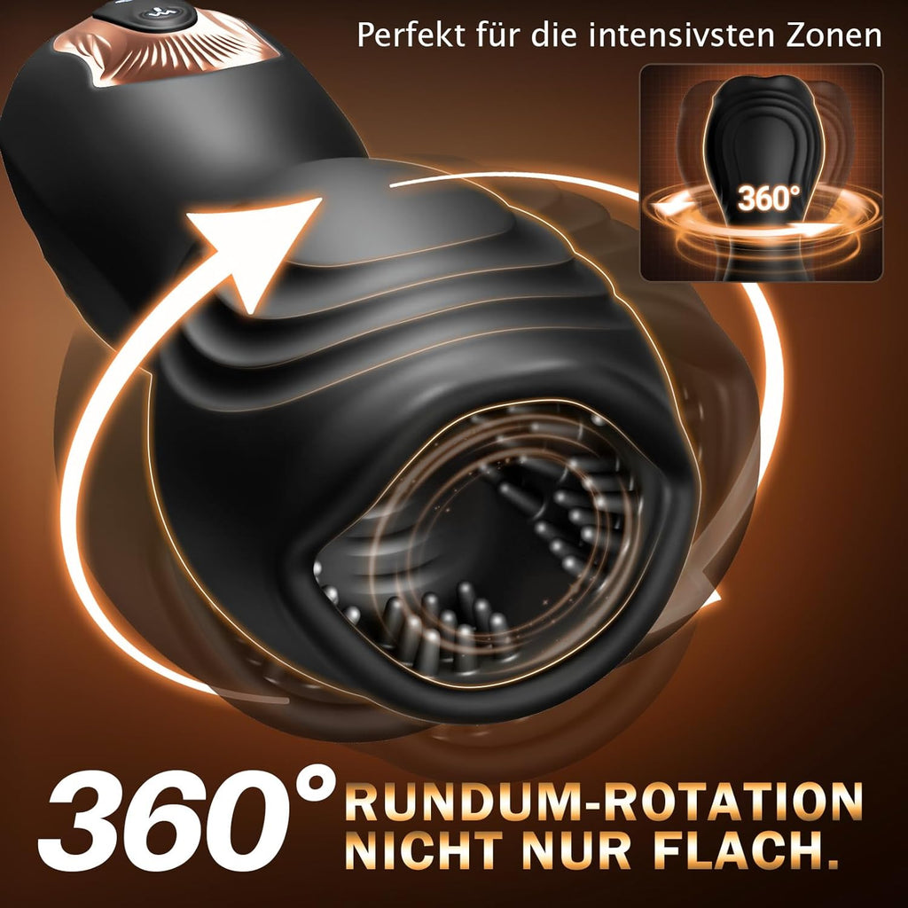 Penis Vibrator mit 10 360°-Rundum-Rotationen und 10 Vibrationen, Sex Spielzeug für die Männer Eichel Stimulation Masturbator Masturbieren für Männer Elektrisch