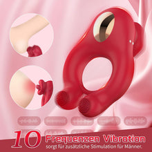 Load image into Gallery viewer, Penisring Vibrator, Sexspielzeug für die Paare Extrem Penis Vibrator 10 G-Punkt Vibrationsmodi and 10 Zungenlecken Klitoris Stimulator Cock Ring Sex Spielzeug für die Männer Frauen