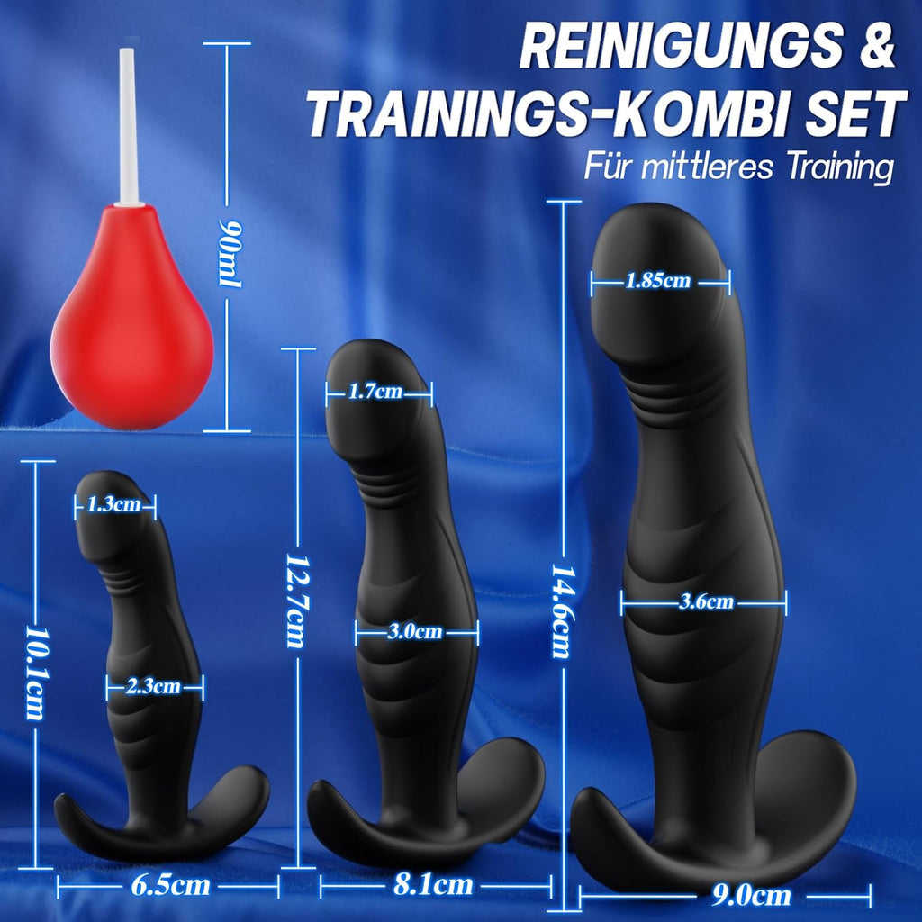 Analplug# für Frauen Männer 4 Stück Anal Plug Set mit Analdusche & Größen-Upgrade (M-XL) für Anfänger bis Profi Buttplug Analplugs Butt Plug für den Mann Sexspielzeug Silikon Anal Dildo