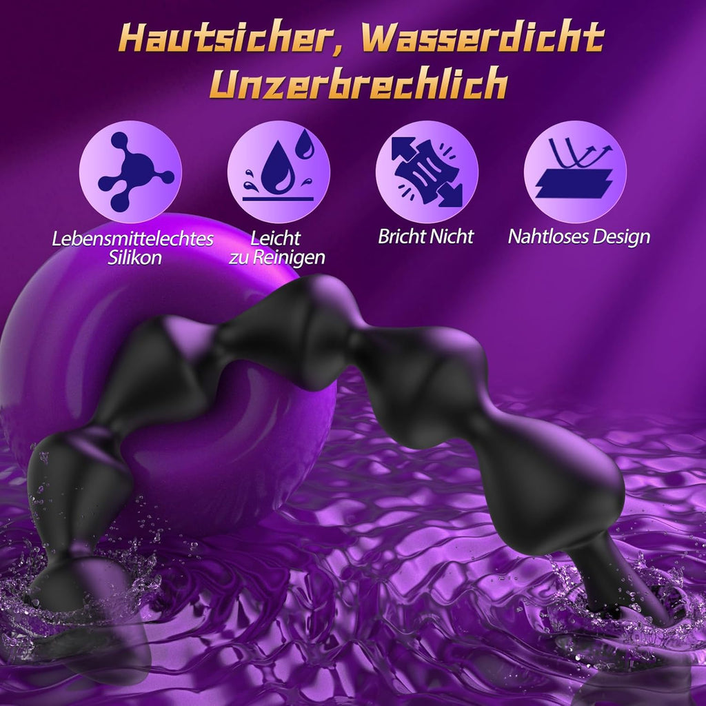 Flüssigsilikon Analplug Analkugeln mit 10 Vibrationsmodi Anal Dildo & Analvibratoren für Männer und Frauen 36cm Sex Spielzeug für die Paare BDSM Dildo Anal Beads Prostata Stimulation Männer