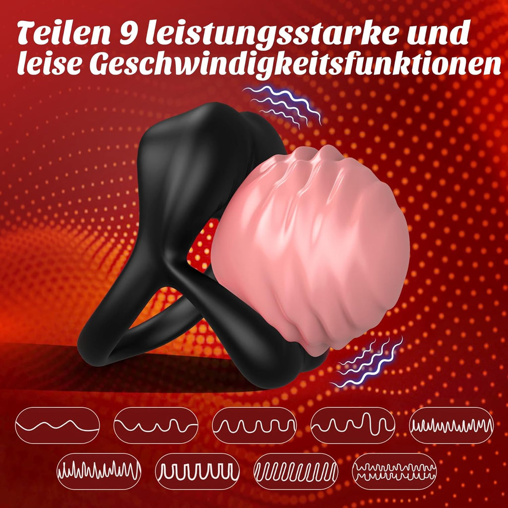 Dual Penisring Vibrator mit Klitoris Stimulator, Penisringe Sex Spielzeug für die Paare Extrem mit 9 Vibrationen, Sexspielzeug Vibratorensets für Paare Männer Cock Penis Ring Paarvibrator für Paare