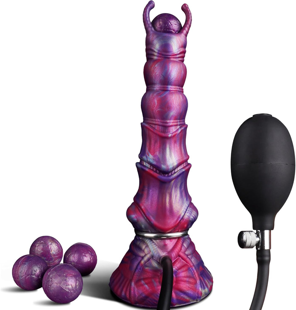 27cm Monster Ovipositor XXL Dildo mit 4 Silikoneiern Alien Dragon Dildo | Fantasy Knot Dildo groß Anal Plug, Analdildos BDSM Analspielzeug Dildoschwanz für Männer Frauen Paare Gay