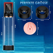 Load image into Gallery viewer, Penispumpe für Penisvergrößerung Sex Spielzeug für die Männer, Elektrische Penis Vakuumpumpe mit Taschenmuschi 9 + 4 Saugstufen, IPX7 100% Wasserdicht Erektion Masturbator mit 2 Silikonhülsen