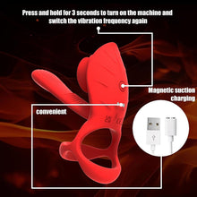 Load image into Gallery viewer, Buntune Vibrierender Cockring Sexspielzeug für die Männer Paare Silikon Penisring Vibratoren mit Klitoris Stimulator und 10 Vibrationsmodi Fernbedienung Paarvibrator Penis Ring