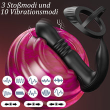 Load image into Gallery viewer, Meeteel Prostata Stimulation Männer mit Penisring, Anal Vibrator mit 3 Schock- und 10 Vibrationsmodi Sex Spielzeug für die Männer Anal Dildo Analplug Analvibratoren Vibratorensets für Paare,Frau