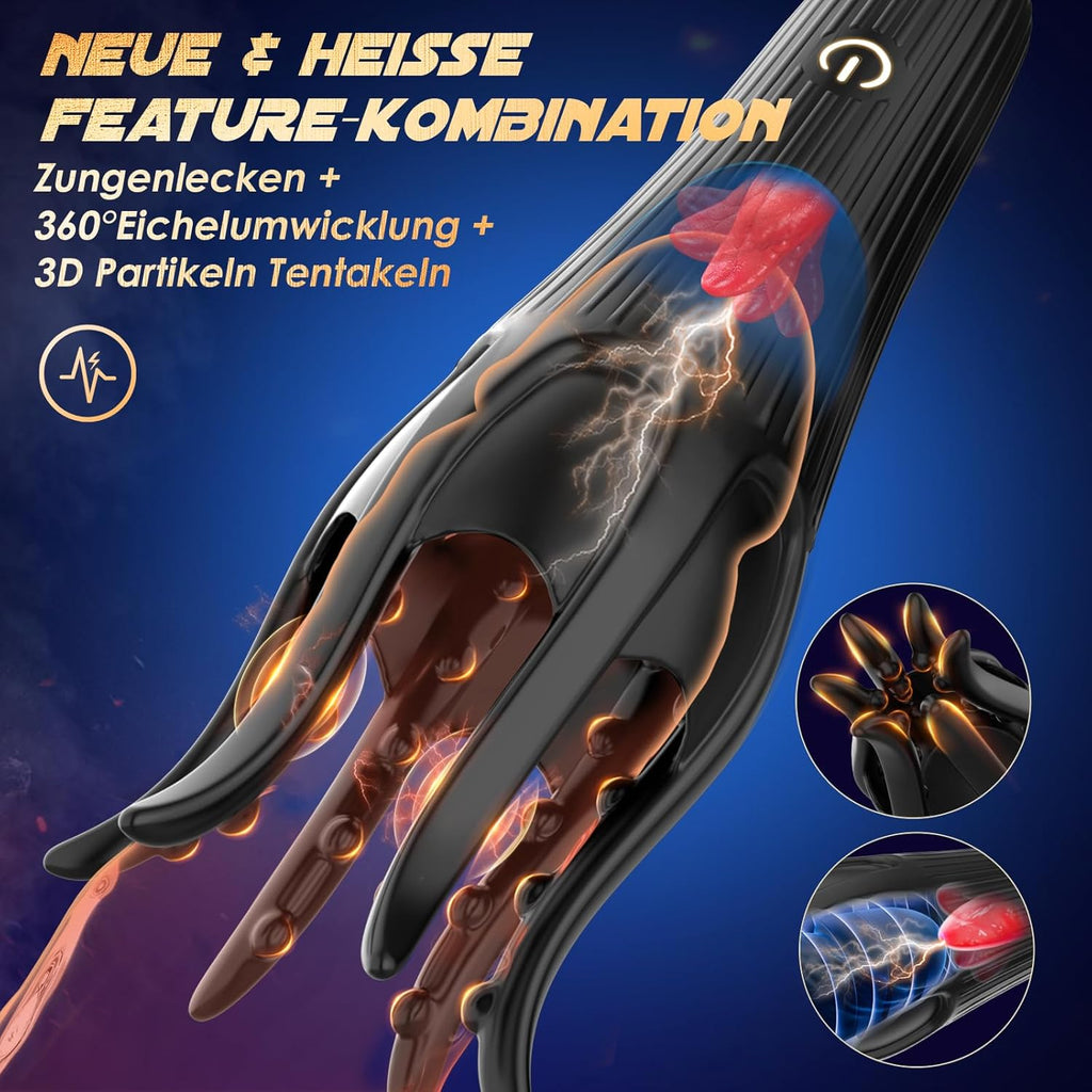 Masturbieren für Männer Penis Eichel Stimulator, Sex Spielzeug für die Männer Zunge Oralsex Masturbator 10 Modi, Vibratorensets Sexspielzeug für Männer Solo Paare Masturbatoren Taschenmuschi