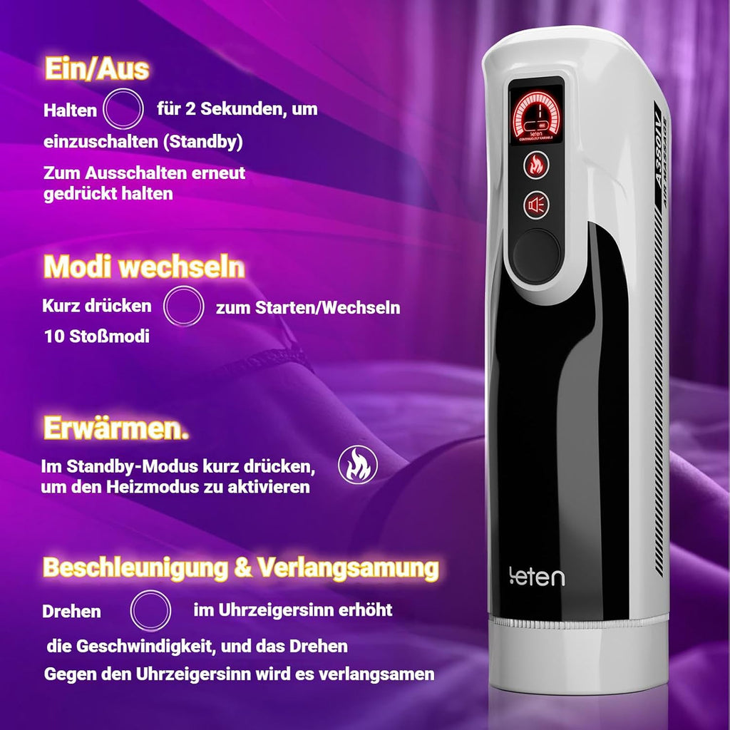 Elektrischer Masturbator für Männer, Realistische Masturbieren 10 Stoß & Variabler Schwenk Beheizter Taschenmuschi Sex Toys, Blowjob Maschine Penis Stimulation Sex Spielzeug für die Männer Solo