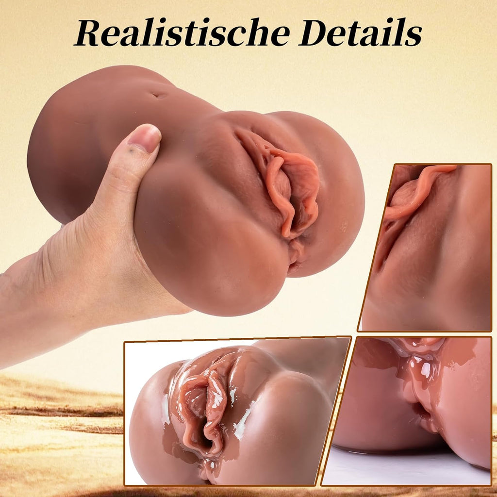 Masturbieren für Männer Masturbator - 2 in 1 Pocket Pussy Groß mit 3D Vagina Klitoris Anal Taschenmuschi Masturbatoren Doppelkanal Tragbare Erotik sex spielzeug für die männer solo