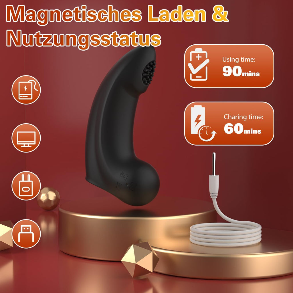 Fingervibrator für Sie Klitoris und G-Punkt mit 10 Vibrationsmodi, Erotik Sex Toy Tragbare Nippel Stimulator Fingerhülle mit Silikon Textur Bürste Sexspielzeug für Paare Frauen