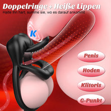 Load image into Gallery viewer, Dual Penisring Vibrator mit 360° Verstellbarem Tongue Klitorisstimulator, Sex Spielzeug für die Paare Männer, Penis Ring Sexspielzeug für Paare Extrem Sex, Penisringe Sextoysets für Paare Sex Cockring