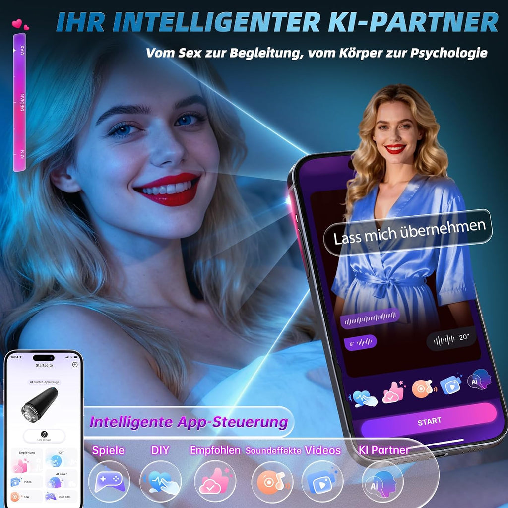 AI-Sync Elektrischer Masturbator Cup, Masturbieren für Männer mit 7 Saugmodi 7 Rotationsmodi, Blowjob Taschenmuschi Penis Stimulator 3D Realistischer Vagina Pussy Sex Spielzeug für die Männer Sex Toys