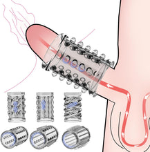 Load image into Gallery viewer, Penismanschetten, 6er Pack Penis Sleeve Fallinsexy Transparente Wiederverwendbare Penishülle für Penisvergrößerung Sexspielzeug für Männer, Penis Sleeve Erbessern Ausdauer &amp;Sensibilität