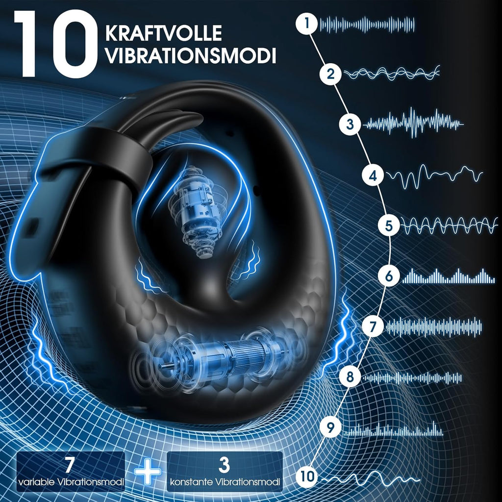 Verstellbarer Penisring Vibrator Sex Spielzeug für die Männer - Silikon Cockring Penis Ring Sex Toyset für Man Erektion mit 10 Vibrationsmodi, App Perlen-Hodenring Erotisches Sexspielzeug für Paare