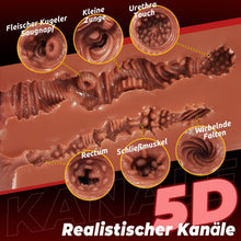 Load image into Gallery viewer, Realistischer Masturbator Taschenmuschi Silikon Masturbieren Sex Spielzeug mit 5D Klitoris Doppelkanal Masturbator Groß für Mann 2 in 1 Anal Erotik Sexspielzeug für die Männer solo