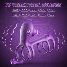Load image into Gallery viewer, Sex Spielzeug Für Die Paare Penisring Mit Doppel Motor 10 Vibrationsmodi Cockring Für Penis Und Klitoris Stimulation Verzögerte Ejakulation Und Penis Training