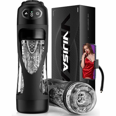 Masturbieren für Männer 7 Saug- & Vibrationsmodi Masturbator 18,03 cm Tiefe, KI Sex Spielzeug für die Männer, Elektrische Masturbatoren Druckregelung Penispumpe, Taschenmuschi mit Handyhalter Sex Toys