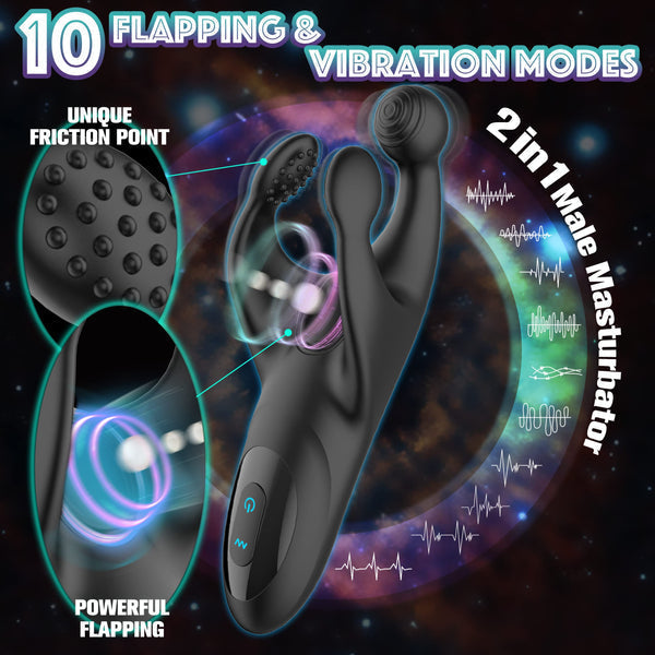 Penisvibrator mit Klopf- und Vibrationsfunktion