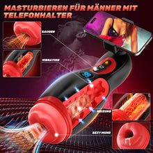 Load image into Gallery viewer, Elektrische Masturbator mit Telefonhalter, Mundförmig Masturbieren für Männer Blowjob mit 9 Saugmodi 9 Vibration, 3D Realistisch Vagina Heizung Sex Spielzeug für die Männer LCD Display, APP-Steuerung
