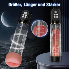 Load image into Gallery viewer, Penispumpe für Penisvergrößerung Sex Spielzeug für die Männer, Elektrische Penis Vakuumpumpe mit Taschenmuschi 4 + 3 Saugstufen, IPX7 100% Wasserdicht Erektion Masturbator mit 2 Silikonhülsen