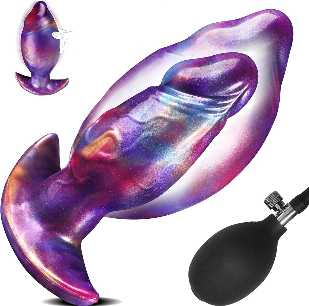 Aufblasbar Analplug Anal Dildo Butt Plug mit Pumpe BDSM Extrem Inflatable Anal Plug Analdildo Analtoy Analdehner Monster Dildo XXL Silikon Groß Dick für Männer Frauen