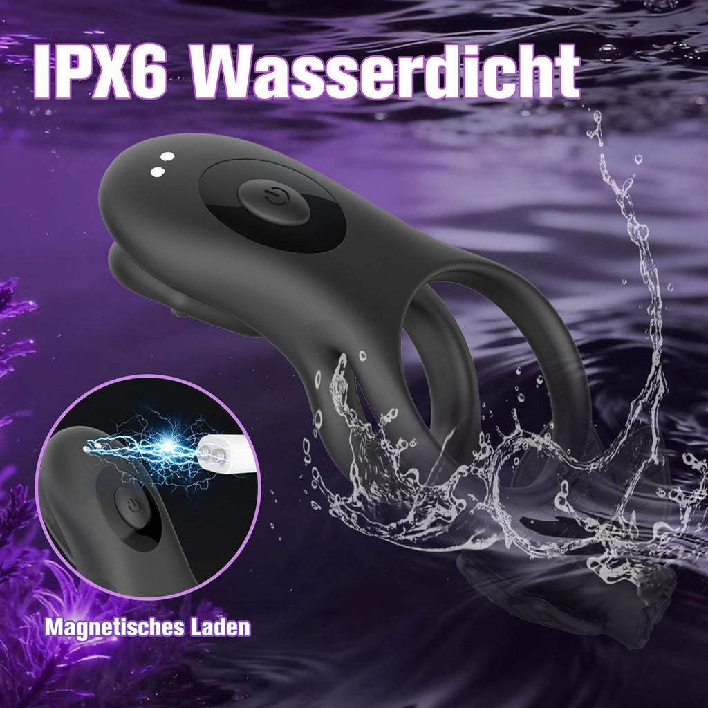 Penisring Vibrator für Paare Cock Ringe mit 9 Vibrationsmodi für die gleichzeitige Stimulation von Klitoris und Hoden Dual Cockring Massagegerät Silikon Sexspielzeug für Männer und Frauen