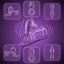 Load image into Gallery viewer, Sex Spielzeug Für Die Paare Penisring Mit Doppel Motor 10 Vibrationsmodi Cockring Für Penis Und Klitoris Stimulation Verzögerte Ejakulation Und Penis Training