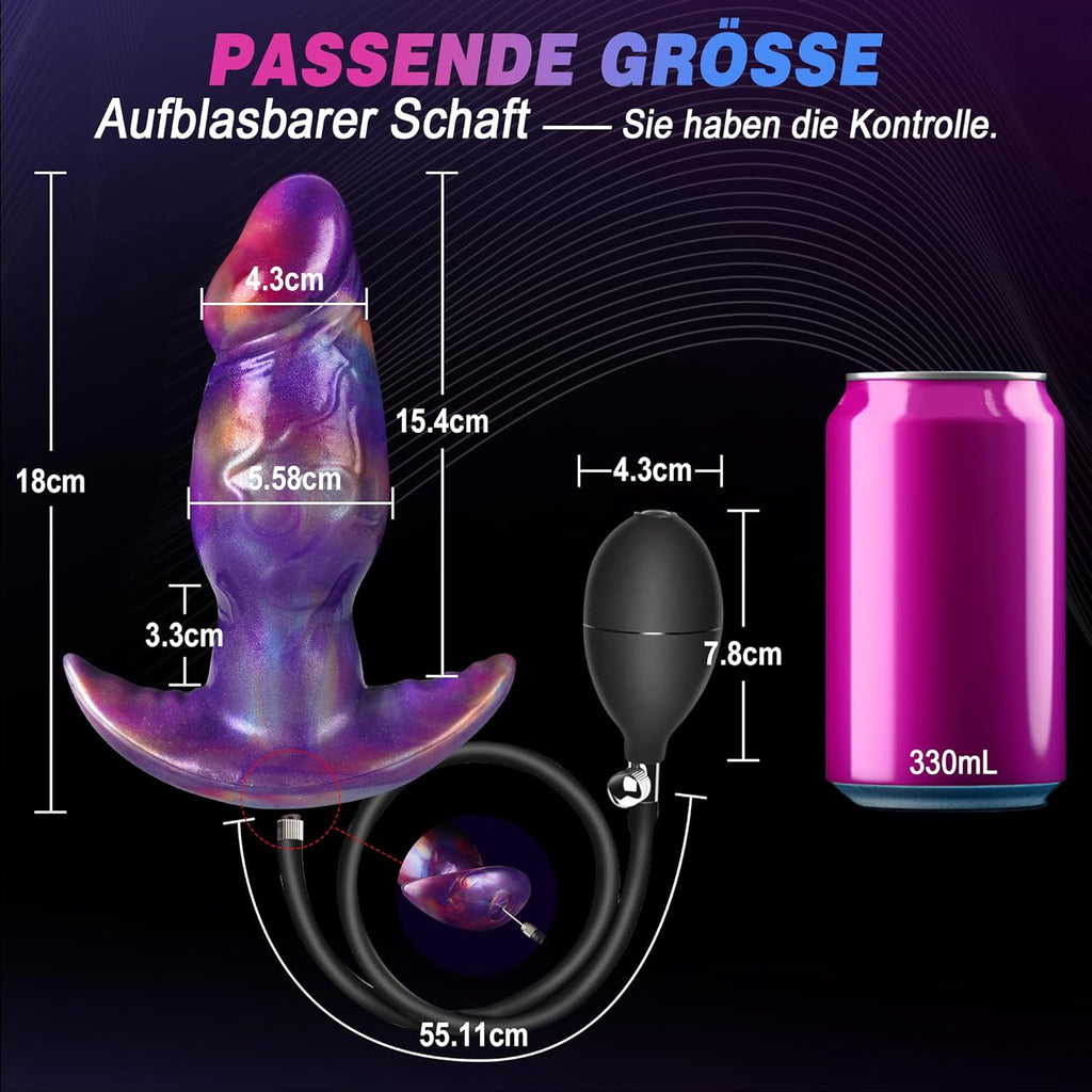 Aufblasbar Analplug Anal Dildo Butt Plug mit Pumpe BDSM Extrem Inflatable Anal Plug Analdildo Analtoy Analdehner Monster Dildo XXL Silikon Groß Dick für Männer Frauen