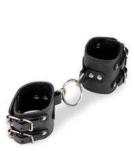 Load image into Gallery viewer, BDSM-Fesseln aus schwarzem Kunstleder